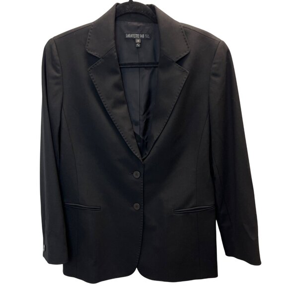 Lafayette 148 Black 2 Pcs Business Suit Set Blazer Sz 8 & Skirt Wool Blend Sz 10 - Picture 12 of 14